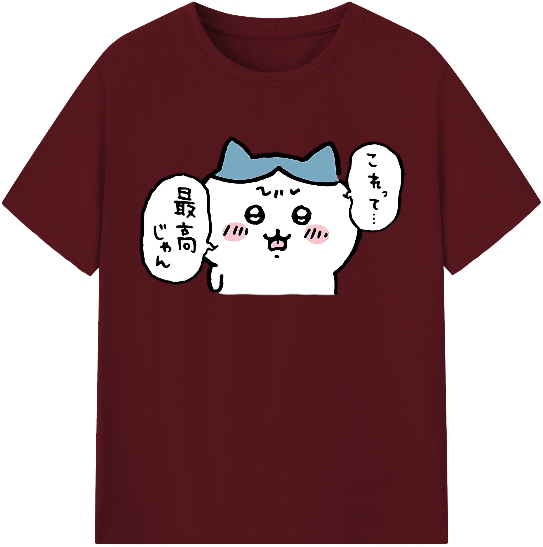 （画像用） ちいかわ ハチワレ Chii-kawa hachiware 綿100％半袖Tシャツ（フロントプリント）